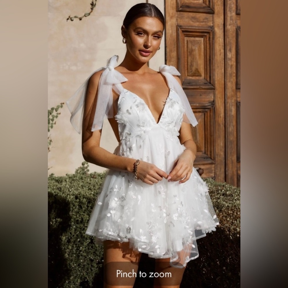 Selfie Leslie Chantilly Tied Shoulder Dress
